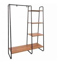 Вешалка-стеллаж "Скандинавия-1", 1470х1100х385 мм, 5 полок, металл/ЛДСП, черная/дуб, ГСС1 Ч
